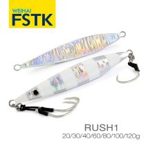 FSTK Angelköder, Metall-Jig, langsamer Jig, langer Wurflöffel, 20 g, 40 g, 60 g, 80 g, künstlicher Köder mit Hilfshaken, Shore UV-Guss-Jigging