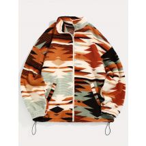 2024 autumn and winter fashion lady Aztec national printing ultra-fine Austrian velvet coat zipper lady