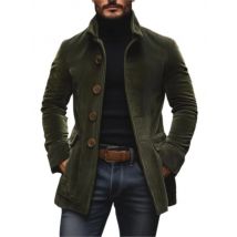 Vintage Corduroy Gentleman Jacket Men British Fashion Loose Casual Business Trench Coat Autumn Winter Trenchcoat Outerwear