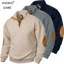 Herren Freizeit jacke Mäntel lässig Langarm Stehkragen Knopf Pullover Sweatshirts Outdoor Mock Neck Streetwear für Männer