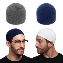 Winter Gestrickte Muslimische Männer Gebet Hüte Warme Männliche Mützen Kappe Islamischen Ramadan Jüdischen Keppelt Homme Hut Unisex Wrap Kopf Kappe
