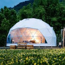 Geodezyjna kopuła dwór szklarnia ośrodek wypoczynkowy wakacje na zewnątrz Glamping okrągły namiot przezroczysty gwiaździste niebo luksusowy Hotel kopuła