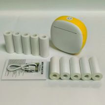 Tragbarer thermischer kabelloser Mini-Etikettendrucker, 203 dpi mit 10 Rollen Papier im Lieferumfang enthalten für Notizen, Tagebücher, Arbeiten
