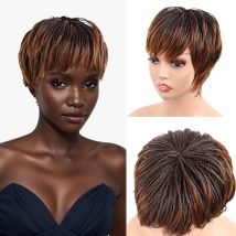 Kurze Bob-Perücken für Damen, geflochtene Perücken mit Pony, synthetische Perücken für den täglichen Gebrauch, Weihnachtsperücken