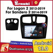 Srnubi Android 13 Carplay Autoradio Lettore Multimediale per Renault Logan 2 Sandero 2 2012 - 2019 2 Din GPS Stereo DVD Unità Principale