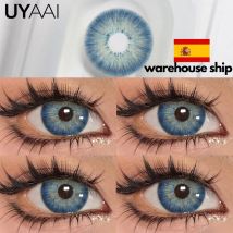 UYAAI Lenti a contatto colorate per occhi Contatti per occhi blu 1 paio di alunni di colore verde Lenti alla moda naturali grigie per donna