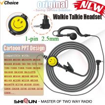 1-Pin 2,5mm Walkie Talkie Headset Lächeln Design Ohr haken Ohrhörer mit Mikrofon ptt für mh230r t6 mh230r t60 t80 spirit gt gt tlkr Radios