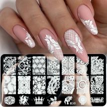 12x6cm Nail Art Stamping Platten Spitze Blütenblätter Schmetterling Mandala Pflanzen Abstrakte Stempel Vorlage Polnischen Druck Schablonen form Werkzeuge