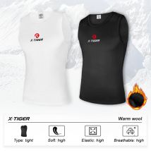 X-TIGER Winter-Radwesten, Basisschicht, weiß, schwarz, ärmellos, Thermo-Fleece, Sporttrikots, Fahrrad-Wärme-Shirt, warme Unterwäsche