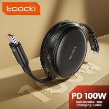 Toocki Cavo USB C retrattile da 100 W per tablet Cavo caricabatterie rapido per laptop per iPhone 15 Pro Max Tipo C per Samsung S23 Xiaomi ﻿