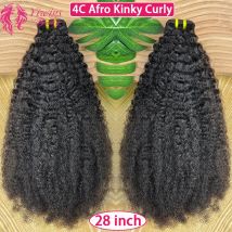 Rohes 4C Afro Kinky Curly Echthaar-Bündel, 76,2 cm, lockiges Gewebe, 100 % unverarbeitete Jungfrau-Erweiterungen für schwarze Frauen, natürliche Farbe