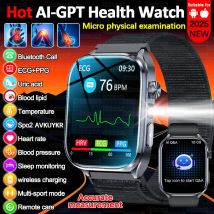 Inteligentny smartwatch dla mężczyzn z funkcją diagnostyki EKG AI 2025, pomiar ciśnienia krwi, lipidów, kwasu moczowego, AI-GPT, inteligentne pytania i odpowiedzi, monitorowanie zdrowia.
