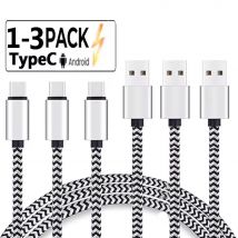 Cavo USB tipo C 2.4A Caricabatteria a ricarica rapida Cavo dati in nylon intrecciato Caricatore per telefono cellulare per Huawei Samsung USB C
