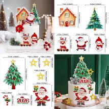 Merry Christmas Cupcake Toppers Santa Claus Christmas Tree House Cupcake Wrapper for Birthday Holiday Theme Party Decorations