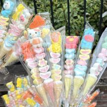 50 sacchetti di caramelle lunghi trasparenti bomboniere caramelle lecca-lecca confezione regalo sacchetti di cellophane per decorazioni natalizie per feste di compleanno