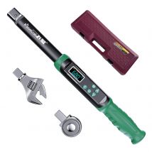 MoveCrab Digitaler Drehmomentschlüssel mit austauschbaren Köpfen, präzise verstellbar, 6,8–135 Nm (5–99,6 Fuß lb), Ratsche und offene Köpfe