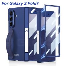 Magnetic Hinge Stand Armor Cover For Samsung Galaxy Z Fold 7 Silicone Wristband Outer Screen Glass Case For Galaxy Z Fold7 Case