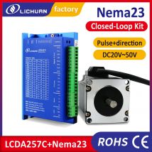 Lichuan Schrittmotor mit geschlossenem Regelkreis Nema23 1 Nm 1,5 Nm 2 Nm mit Treibersatz LCDA257C 6 A Leistung für CNC-Fräser