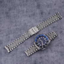 Carlywet 22 mm Jubilee-Armband für Seiko 5 Sports SSK001 003 005 SSK027 033 035 036 GMT, massives Edelstahl-Uhrenarmband mit gebogenem Ende