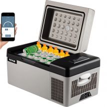 BuoQua 20L Autokühlschrank Kompressorkühlbox Edelstahl Urlaub Isolierbox Mini Kühlschrank Kühlbox Auto und Steckdose