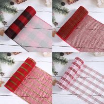 1pc Weihnachten rot grün gestreift Mesh Navidad Natal Noel Baum Plaid Tüll Frohe Weihnachten Dekorationen für zu Hause 2024 Neujahr 2025