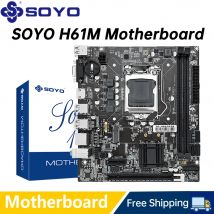 SOYO H61M Gaming-Motherboard M.2 NVME PCIEx16 DVI unterstützt Dual-Channel DDR3 RAM Intel Core 2/3 Gen CPU LGA1155 für Desktop-PC
