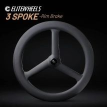 ELITEWHEELS 700c Carbon-Dreispeichen-Laufradsatz Tubeless Tubular für Rennrad, Bahn, Triathlon, Zeitfahren, Carbon-Laufräder