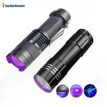 Portable UV Flashlight LED Ultraviolet Torch Clip Black Light Handlight 395nm Purple Lamp Pet Urine Stain Detector Tool