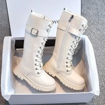 Girls Long Boots Black Knee-high 2024 Autumn Winter Children High Tide Boots Zipper Fashion Brand New Kids Motorcycle Boots