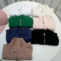 Kurtka w kolorze różowego złota 2025, trzecia generacja, bez siatek, dopasowany krój, cienka odzież sportowa do fitnessu i jogi, stójka, odzież wierzchnia dla kobiet.