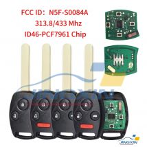 Jingxin 2/3/4 Tasten Fernbedienung Fob N5F-S0084A 313,8/433 MHz Id46 PCF7961 Chip Auto Schlüssel Für CIVIC STREAM Accord 2003--2012 auto schlüssel