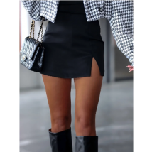 Sexy Split Short Skirt Women's Solid Color Mini Skirt  Fashion Casual Autumn Black Skirt
