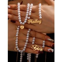 Atoztide Custom Name Necklace for Women Imitation Pear Chain Stainless Steel Jewelry Clavicle Choker Personalized Christmas Gift