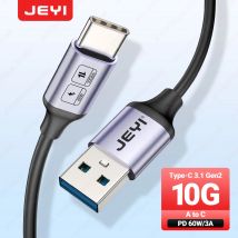 JEYI USB A a tipo C Cable de carga rápida Cable cargador de 10Gbps para iPhone 15 14 13 12 11 Huawei P40 P30 Realme Samsung Power Bank