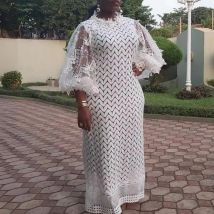 Weiße afrikanische elegante Kleider für Frauen aushöhlen 2024, neue muslimische Mode, Abayas, Dashiki, Robe, Kaftan, langes Maxikleid, einteilig