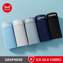 MiiOW 4 pezzi mutandine da uomo in seta di ghiaccio grafene antibatterico intimo uomo estate sottile traspirante boxer uomo tronchi mutande maschili