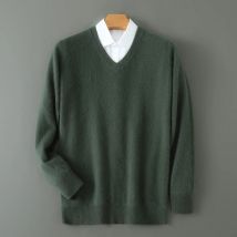 Winter Neue Langarm High-End-Pullover Tops 100% Reinem Nerz Kaschmir Pullover männer V-ausschnitt Pullover Stricken Große größe Nerz Pullover