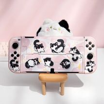 Rosa Katzenhülle für Nintendo Switch Oled Kawaii Dockbare harte PC-Abdeckung Schutzhülle NS Switch 2 Controller Joy-Con Joystick