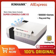 KINHANK Super Console Cube X3 Retro-Spielekonsole 100.000 Spiele unterstützen NAOMI/DC/SS/MAME 8K-Ausgang Spielekonsole mit Gamepads