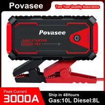 Povasee Jump Starter Power Pack 3000A Batteria per auto Booster Jump Starter Car Jump Starter Power Bank Jump Pack con cavi di emergenza