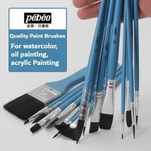 Pébéo-Pinsel-Set, 3/6/8/12-teilig, Pinsel mit Nylon-Holzgriffen, professionell für Öl-, Acryl- und Aquarellmalerei