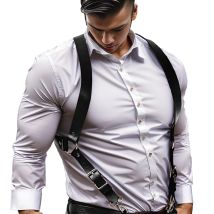 UYEE Suspenders Men's Pants Leather Adjustable Backpack Suspenders Suspenders Men's Shoulder Straps Fashion Adult Belt
