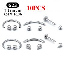 10 SZT. Biżuteria do brwi Labret Piercing Biżuteria do ust Tytan G23 Piercing Septum Pierścień do nosa Biżuteria dla kobiet
