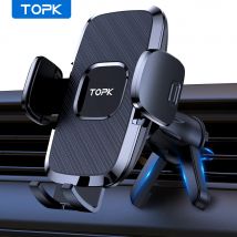 TOPK Supporto per telefono per auto Presa d'aria Supporto per telefono per auto Aggiornamento Gancio Clip Gravity, Base per auto in alluminio per iPhone 15 14 13 12 11 Pro Max