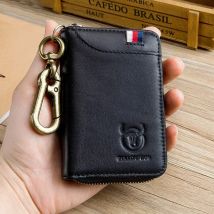 Portafogli da uomo in vera pelle Porta carte di credito con cerniera Borsa piccola Appesa alla vita Custodie per chiavi di casa Tasca per soldi
