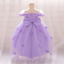 Elegante Blumenparty Baby Mädchen Kleid Tüll Tailed 1. Geburtstag Hochzeit Prinzessin Kleider Schleife Taufe Brautjungfer Abschlussball Kinderkleidung