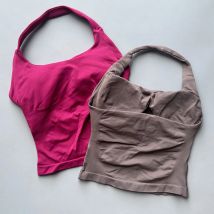 NO LOGO Women's Halter Top And Shorts Yoga Sets Gym Activewear Strappy Top Sports Fitness 2 Piece Workout Suit for Running