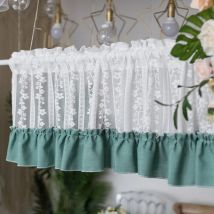 Weiße Spitze Volant für Fenster Blumen gestickte Licht filterung transparenten Vorhang für Küche Café Esszimmer kurzen Vorhang