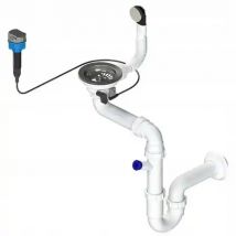 3,5-Zoll-Siphon mit Spillway und Kork für platzsparendes 1-Kammer-Spülbecken