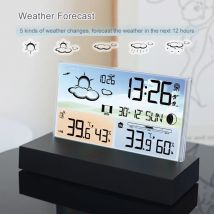 Digitale Wetterstation, Temperatur- und Feuchtigkeitsmesser, Wecker, Wettervorhersage, Frostwarnung, Hygrothermograph für drinnen und draußen